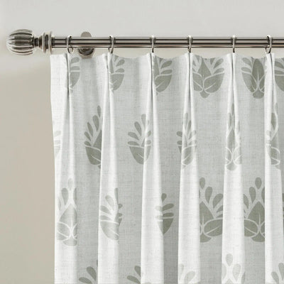Stefana Silber Print Linen Blend Curtain Drapery Pleated -TWOPAGES