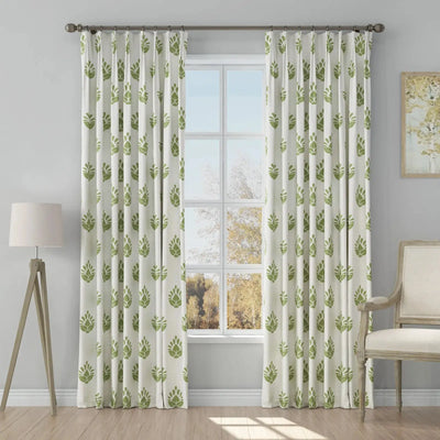 Stefana Silber Print Linen Blend Curtain Drapery Pleated -TWOPAGES