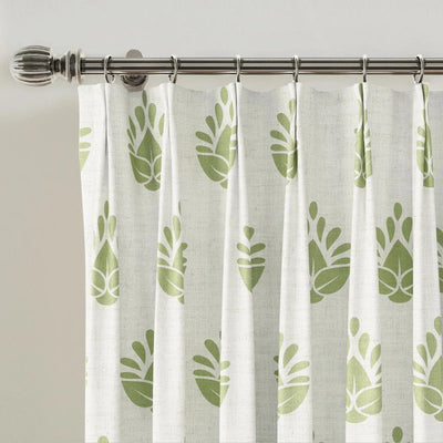 Stefana Silber Print Linen Blend Curtain Drapery Pleated -TWOPAGES
