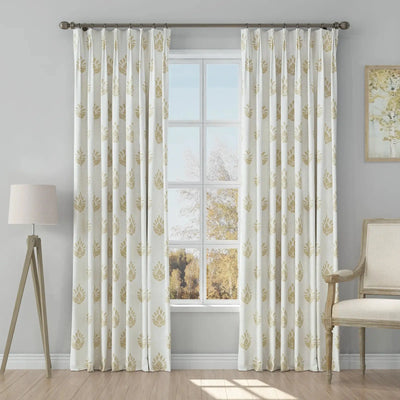 Stefana Silber Print Linen Blend Curtain Drapery Pleated -TWOPAGES