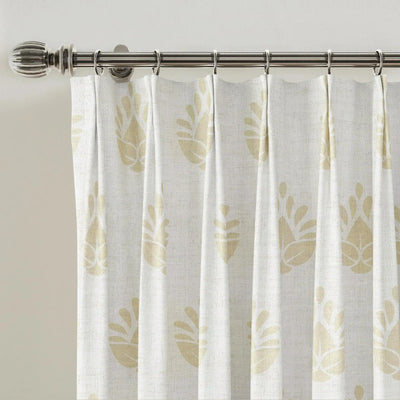 Stefana Silber Print Linen Blend Curtain Drapery Pleated -TWOPAGES