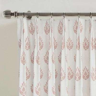 Stefana Silber Print Linen Blend Curtain Drapery Pleated -TWOPAGES