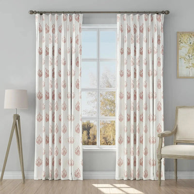 Stefana Silber Print Linen Blend Curtain Drapery Pleated -TWOPAGES