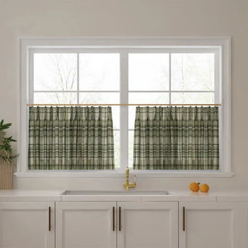 Sara Le Print Linen Pleated Cafe Curtains -TWOPAGES
