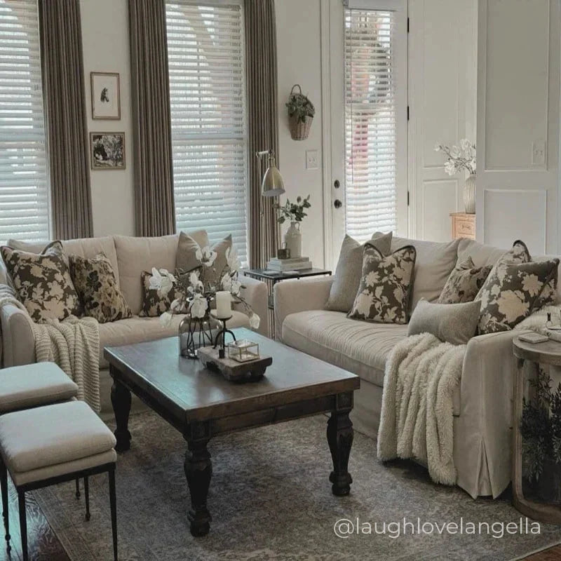 Liz Oak Dim Gray Triple Pleated Linen Drape