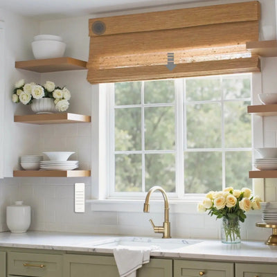 Motorized Window Woven Bamboo Shades -TWOPAGES CURTAINS