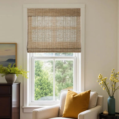 Natural Jute Bamboo Woven Shade - Cinnamon -TWOPAGES CURTAINS