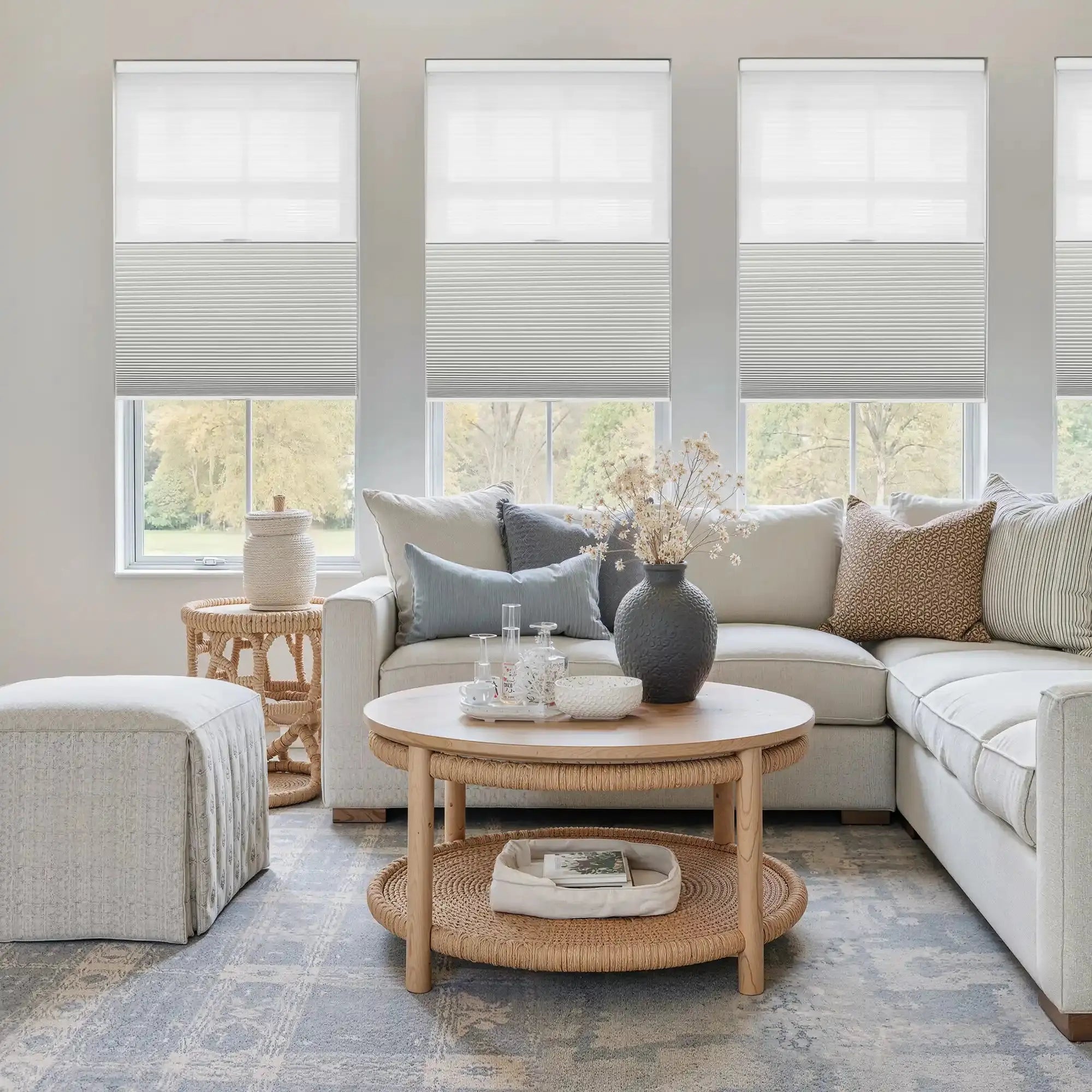 Aura Day Night Blackout Cellular Shades Cordless- Light Gray HCB-3-DN-TWOPAGES