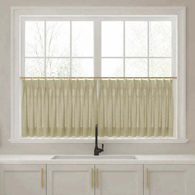 Liz Linen Pleated Cafe Curtains -TWOPAGES