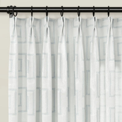 Linnea Geometric Linen Cotton Embroidery Curtain Pleated