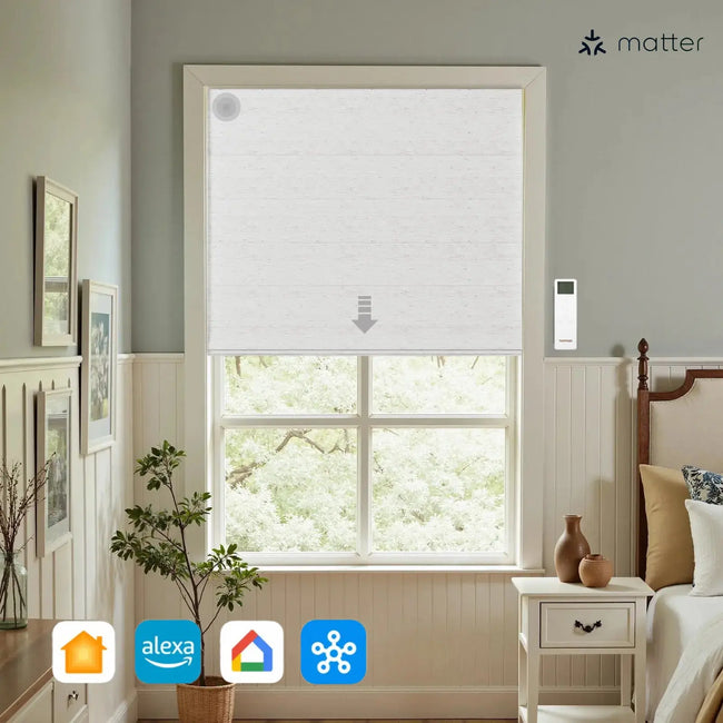 Alvin Motorized Linen Blackout Roman Shade- -TWOPAGES