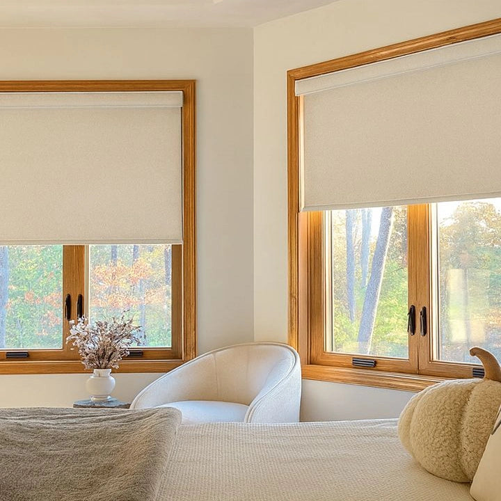 Alvin Motorized Linen Blackout Roller Shade- -TWOPAGES