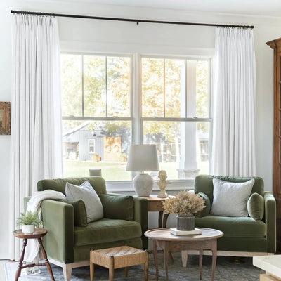 Liz Linen Pinch Pleat Ready Made Curtain with Blackout Lining -TWOPAGES
