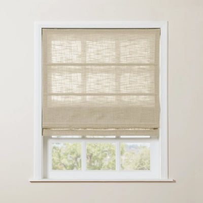 Custom Linen Roman Shade Cordless