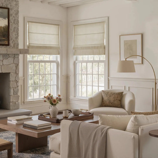 Custom Linen Roman Shade Cordless- -TWOPAGES