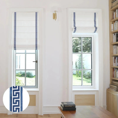 Custom Roman Shade with Trim Border Cordless -TWOPAGES