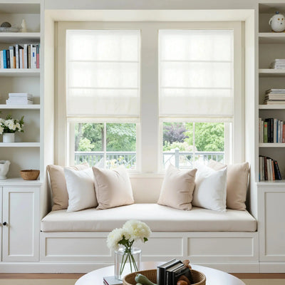 Custom Flat Fold Roman Shade Cordless -TWOPAGES