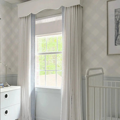 Liz Linen Curtains with Border Trim (Sold per Pair) -TWOPAGES