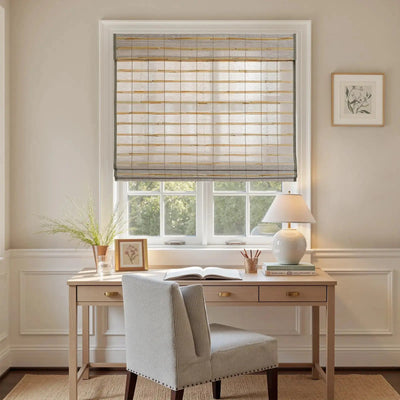 Natural Flax Bamboo Woven Shade - Sandbar -TWOPAGES CURTAINS