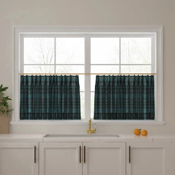 Sara Le Print Linen Pleated Cafe Curtains -TWOPAGES