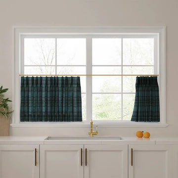 Sara Le Print Linen Pleated Cafe Curtains -TWOPAGES