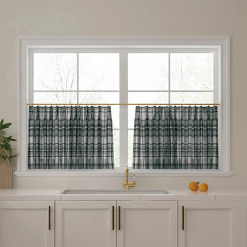 Sara Le Print Linen Pleated Cafe Curtains -TWOPAGES