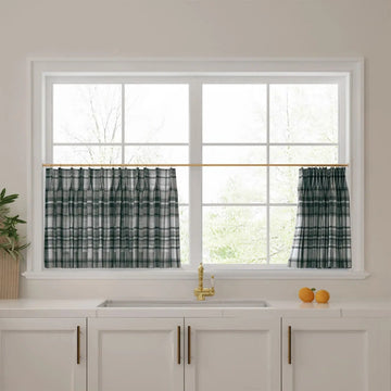 Sara Le Print Linen Pleated Cafe Curtains -TWOPAGES