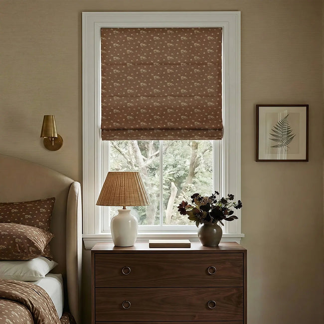 MS. MAVERICK MUSE x TWOPAGES Print Linen Cotton Roman Shade Cordless- -TWOPAGES