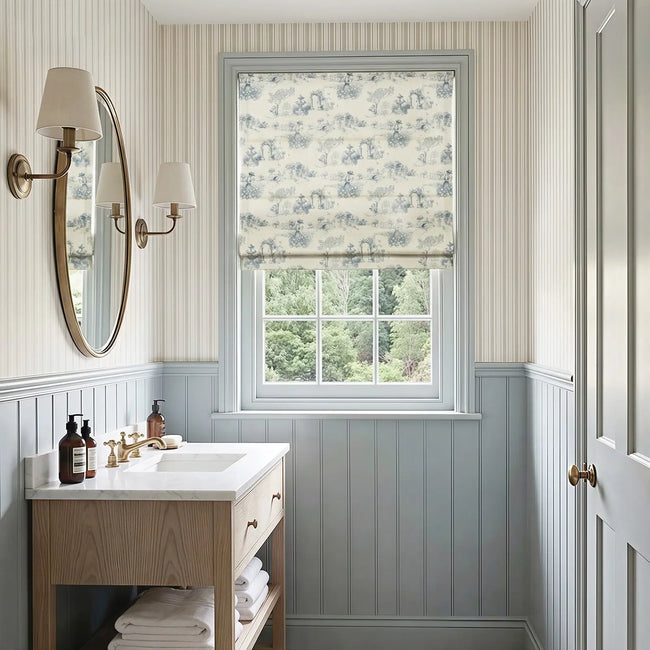 MS. MAVERICK MUSE x TWOPAGES Print Linen Cotton Roman Shade Cordless- -TWOPAGES