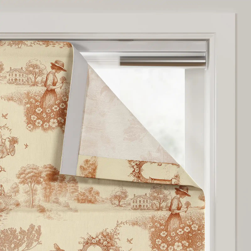 MS. MAVERICK MUSE x TWOPAGES Print Linen Cotton Roman Shade Cordless- -TWOPAGES