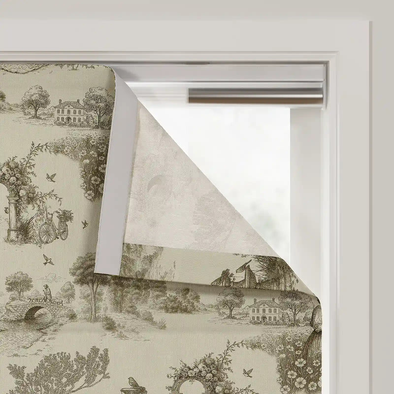 MS. MAVERICK MUSE x TWOPAGES Print Linen Cotton Roman Shade Cordless- -TWOPAGES