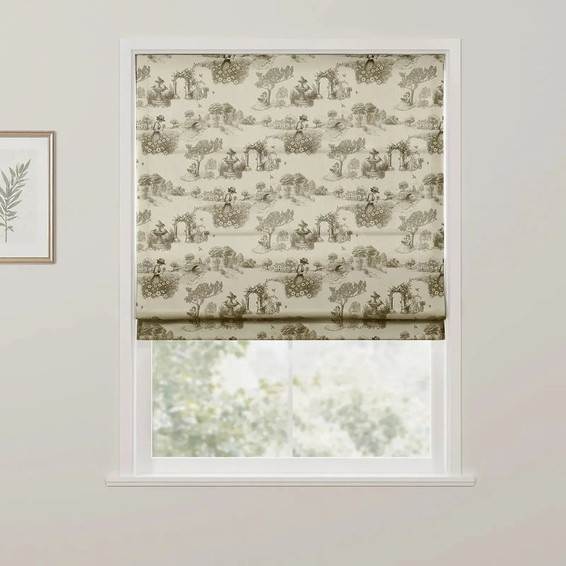 MS. MAVERICK MUSE x TWOPAGES Print Linen Cotton Roman Shade Cordless- -TWOPAGES