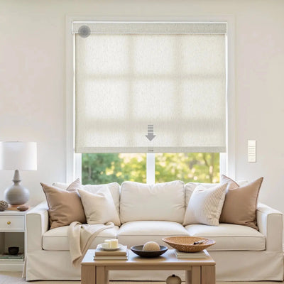 Alvin Motorized Linen Room Darkening Roller Shade -TWOPAGES