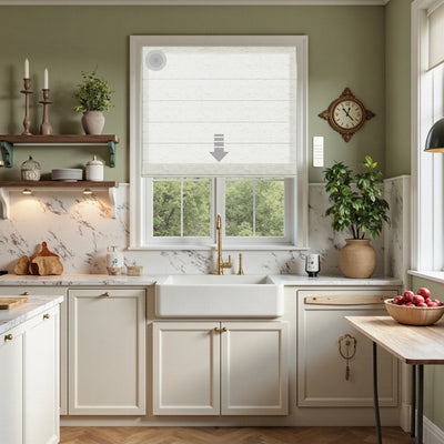 Alvin Motorized Linen Room Darkening Roman Shade -TWOPAGES