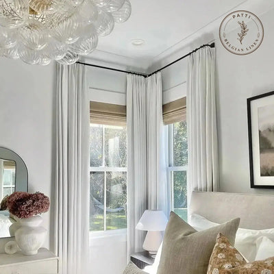 Patti Premium 100% Belgian Flax Linen Curtain Pleated- -TWOPAGES