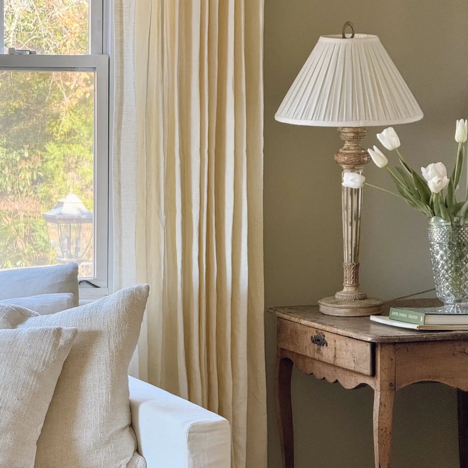 Patti Beige Pinch Pleated Linen Curtain