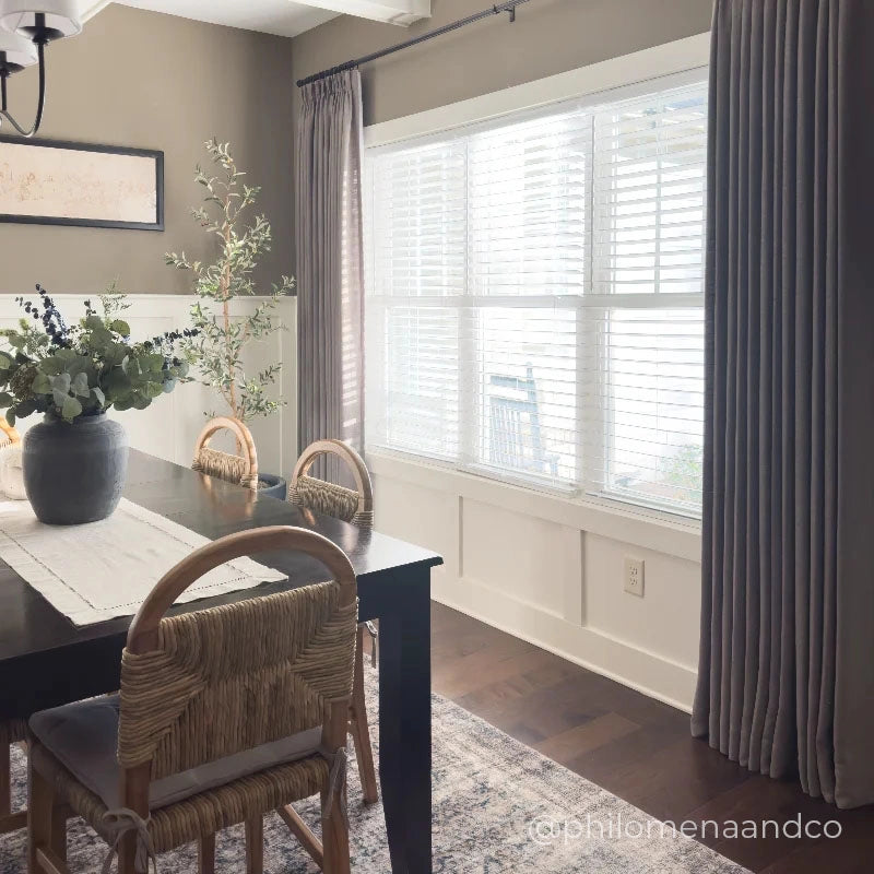 Liz Sepia Ebony Triple Pleated Linen Drape