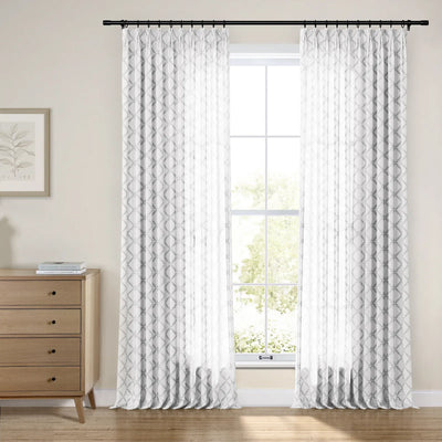 Linnea Geometric Linen Cotton Embroidery Curtain Pleated