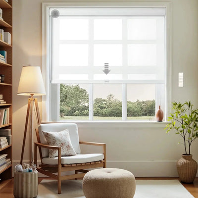 Alvin Motorized Sheer Room Darkening Roller Shade -TWOPAGES