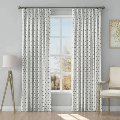 Stefana Silber Print Linen Blend Curtain Drapery Pleated -TWOPAGES