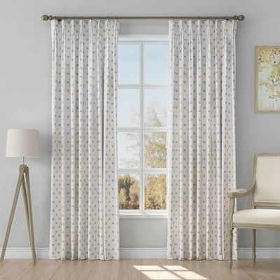 Stefana Silber Print Linen Blend Curtain Drapery Pleated -TWOPAGES