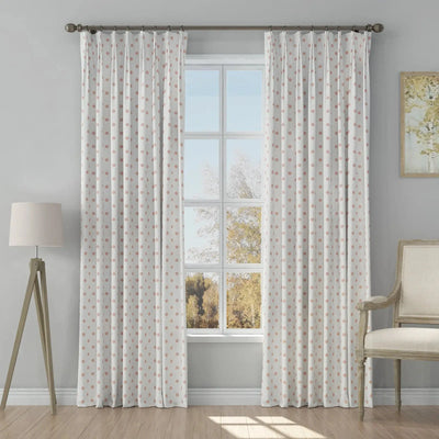 Stefana Silber Print Linen Blend Curtain Drapery Pleated -TWOPAGES