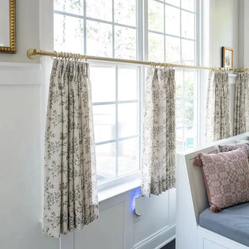 Sara Le Print Linen Pleated Cafe Curtains -TWOPAGES