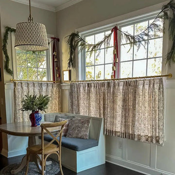 Sara Le Print Linen Pleated Cafe Curtains -TWOPAGES