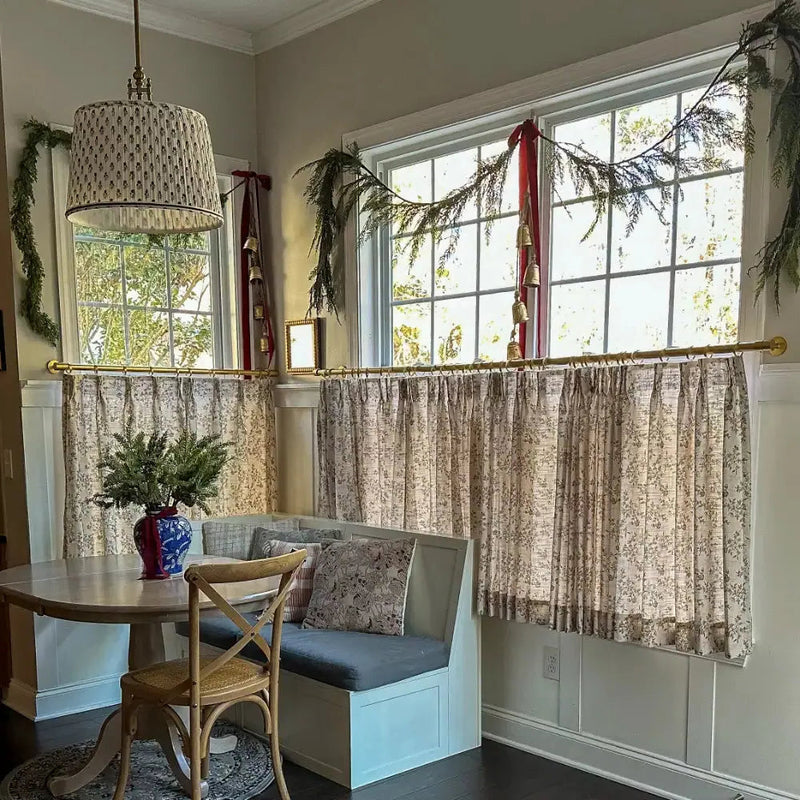 Sara Le Print Linen Pleated Cafe Curtains -TWOPAGES