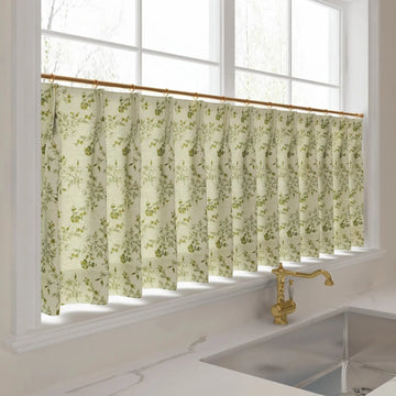 Sara Le Print Linen Pleated Cafe Curtains -TWOPAGES