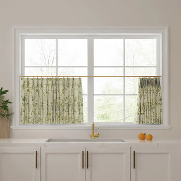 Sara Le Print Linen Pleated Cafe Curtains -TWOPAGES