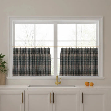 Sara Le Print Linen Pleated Cafe Curtains -TWOPAGES