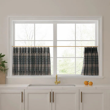 Sara Le Print Linen Pleated Cafe Curtains -TWOPAGES