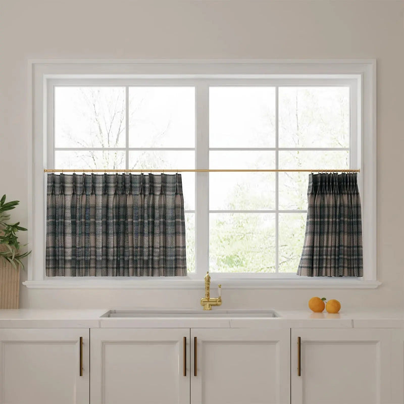 Sara Le Print Linen Pleated Cafe Curtains -TWOPAGES